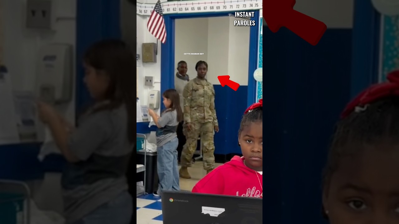 Cette maman militaire rentre de son déploiement et surprend sa fille dans son école #shorts